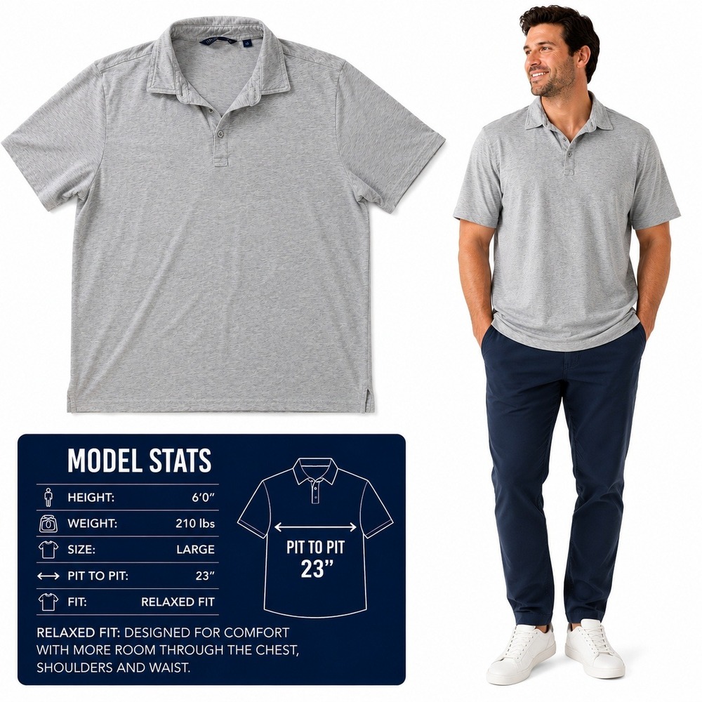 TravisMathew Mens XL Heathered Grey Short Sleeve Relaxed Fit Polo Shirt 919